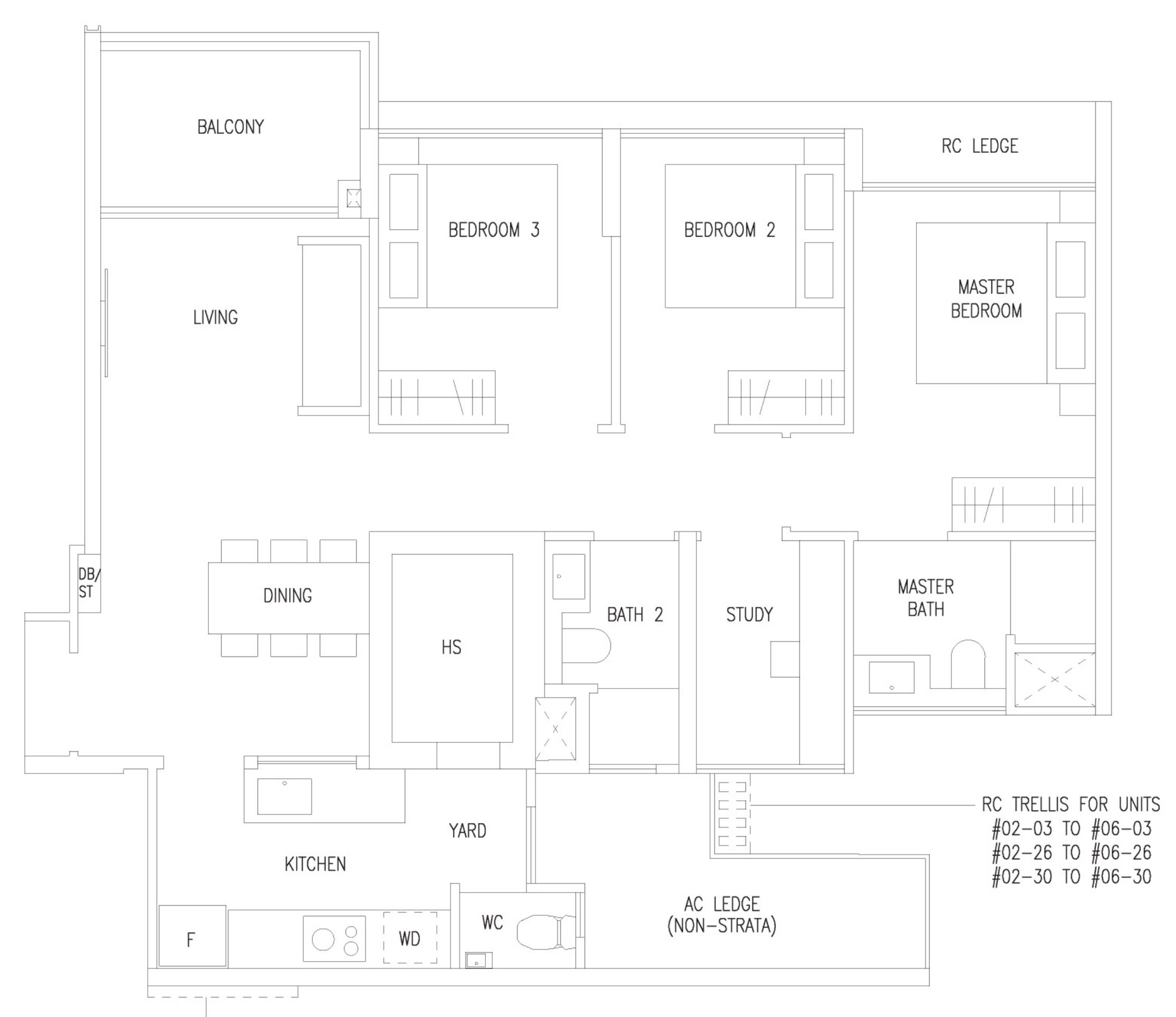 Amberwood at Holland C4S floor plan, 3 bedrooms + study