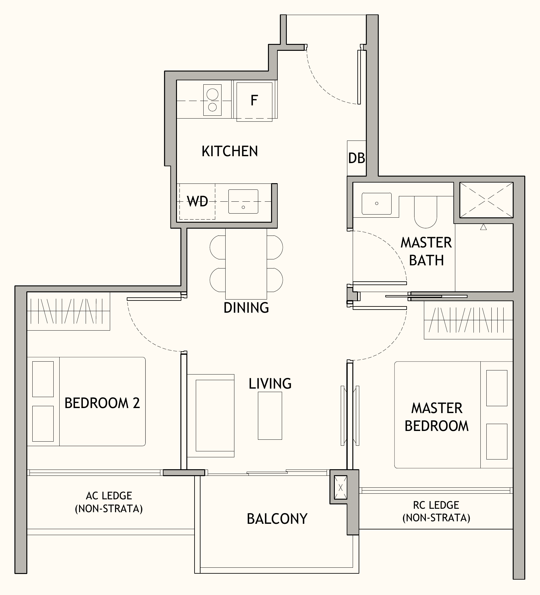 Dunearn House B1 floor plan, 2 bedrooms