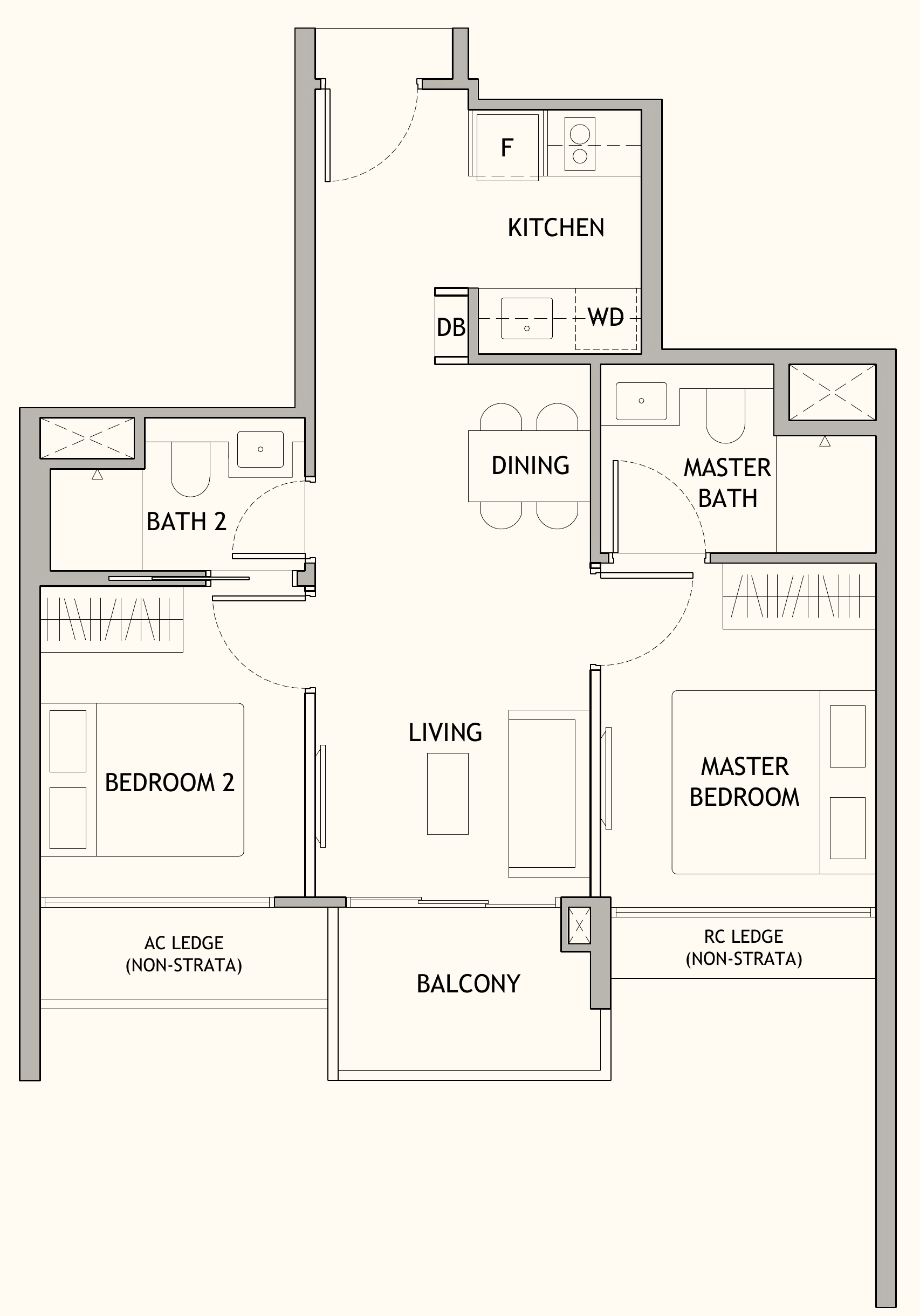 Dunearn House BP1 floor plan, 2 bedrooms