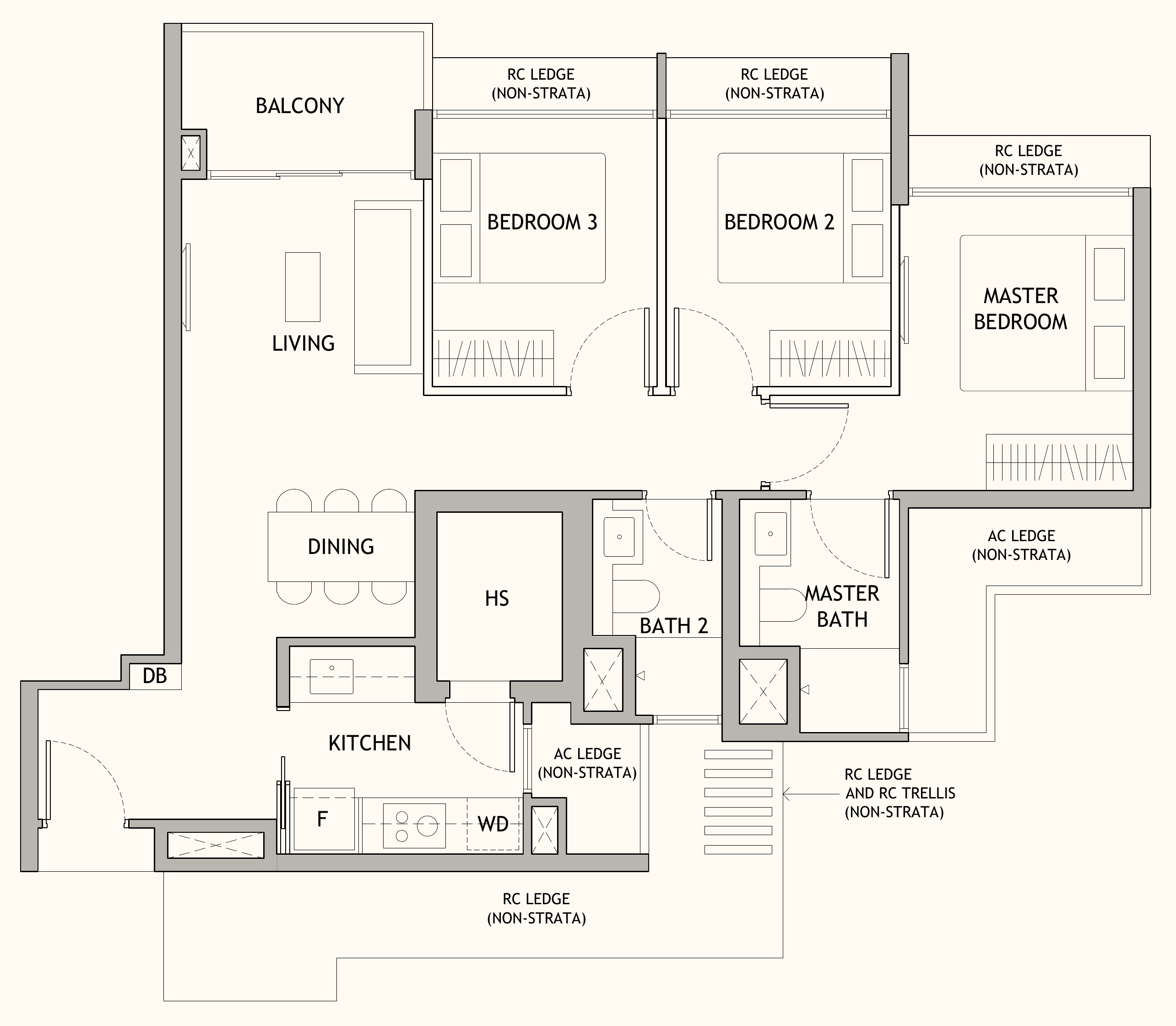Dunearn House C1 floor plan, 3 bedrooms