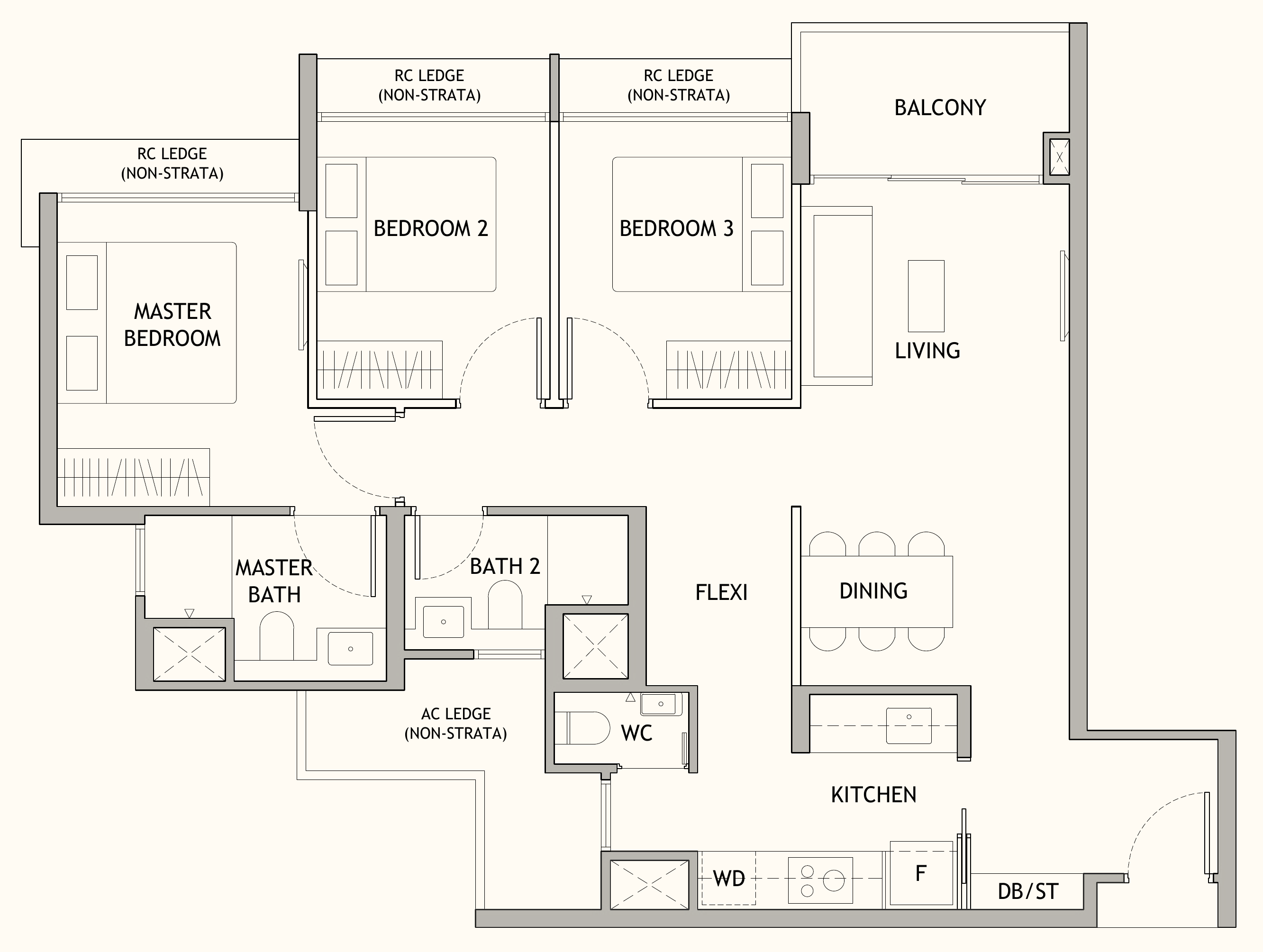 Dunearn House C2 floor plan, 3 bedrooms