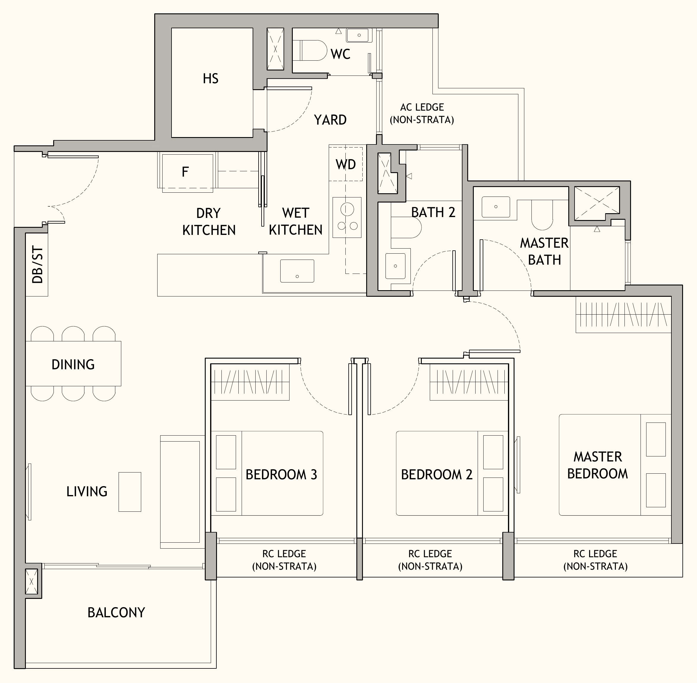 Dunearn House CP1 floor plan, 3 bedrooms