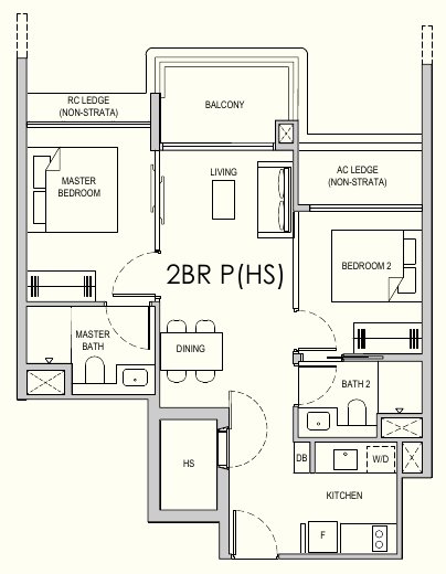 Lentor Gardens Residences 2BR P(HS) floor plan