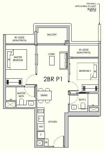 Lentor Gardens Residences 2BR P1 floor plan