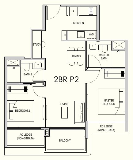 Lentor Gardens Residences 2BR P2 floor plan