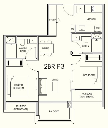 Lentor Gardens Residences 2BR P3 floor plan