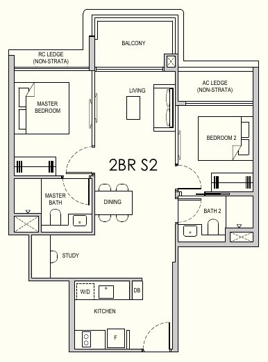 Lentor Gardens Residences 2BR S2 floor plan