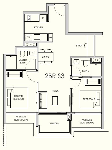 Lentor Gardens Residences 2BR S3 floor plan