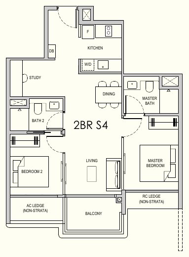 Lentor Gardens Residences 2BR S4 floor plan