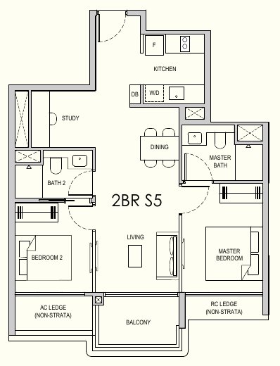 Lentor Gardens Residences 2BR S5 floor plan