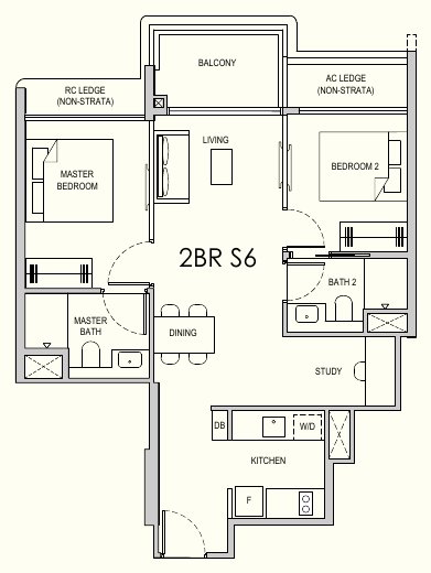 Lentor Gardens Residences 2BR S6 floor plan