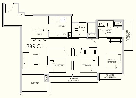 Lentor Gardens Residences 3BR C1 floor plan
