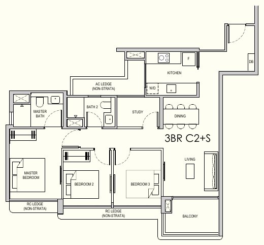 Lentor Gardens Residences 3BR C2+S floor plan