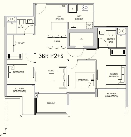 Lentor Gardens Residences 3BR P2+S floor plan