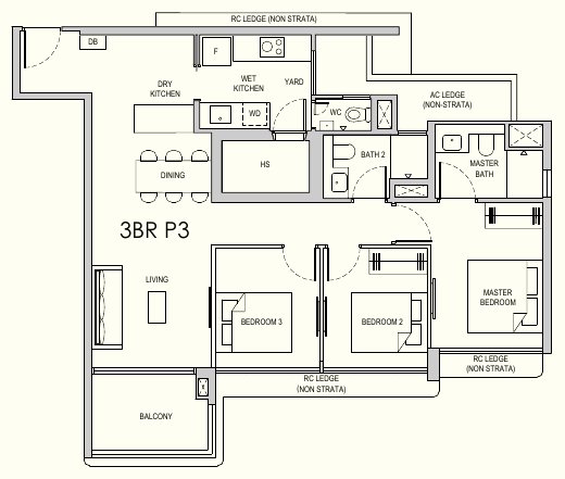 Lentor Gardens Residences 3BR P3 floor plan