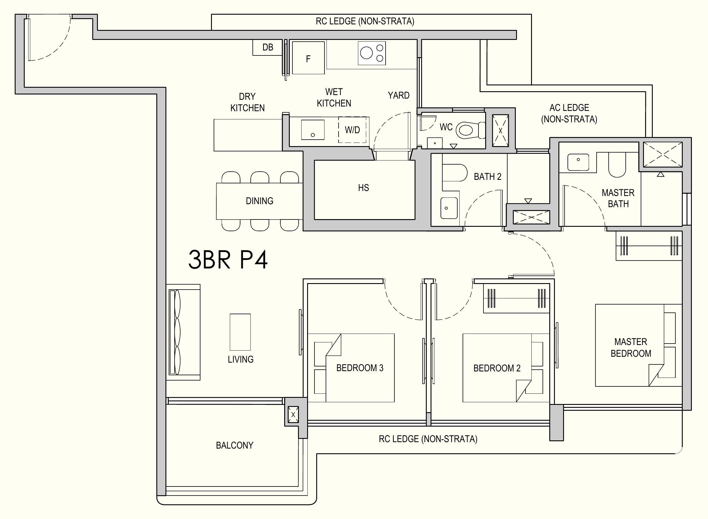 Lentor Gardens Residences 3BR P4 floor plan, 3 bedrooms