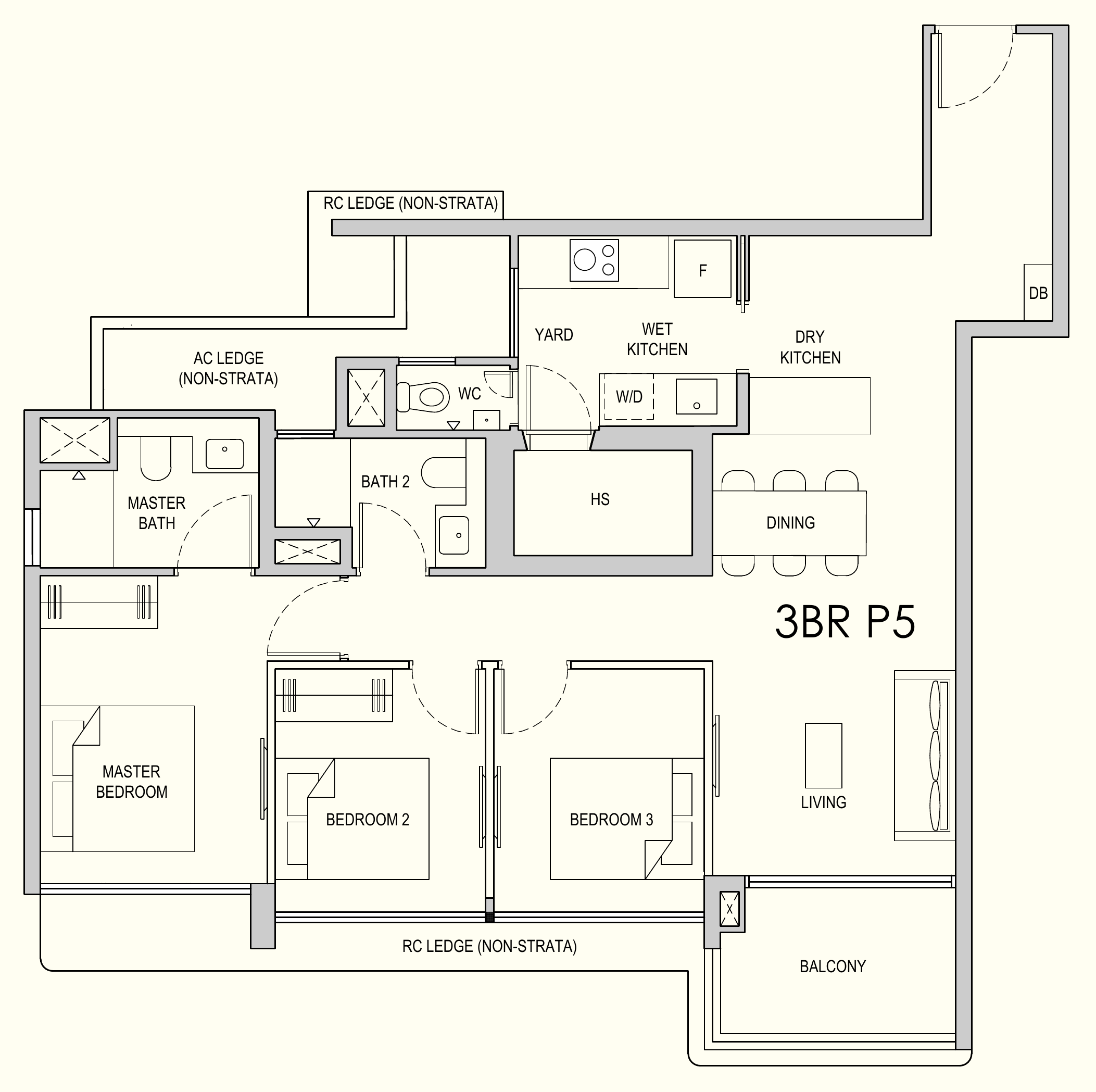 Lentor Gardens Residences 3BR P5 floor plan, 3 bedrooms