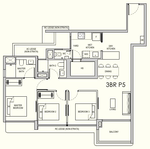 Lentor Gardens Residences 3BR P5 floor plan