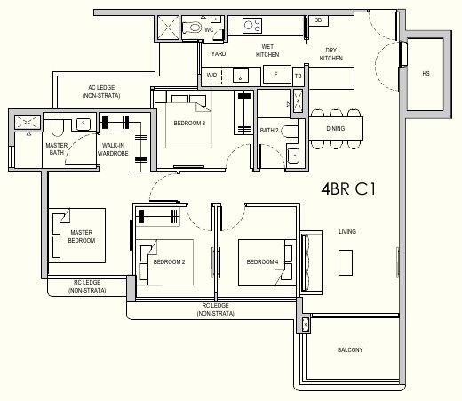 Lentor Gardens Residences 4BR C1 floor plan