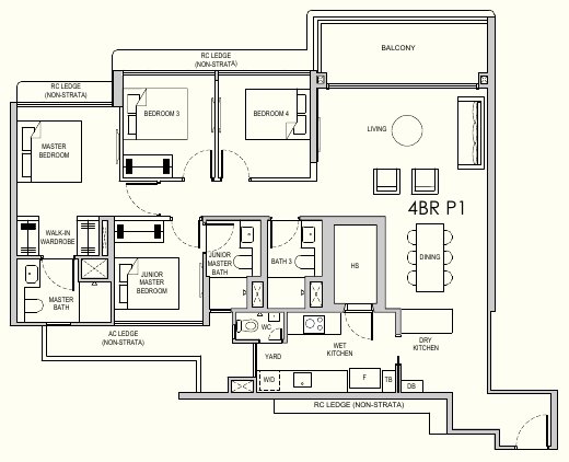 Lentor Gardens Residences 4BR P1 floor plan