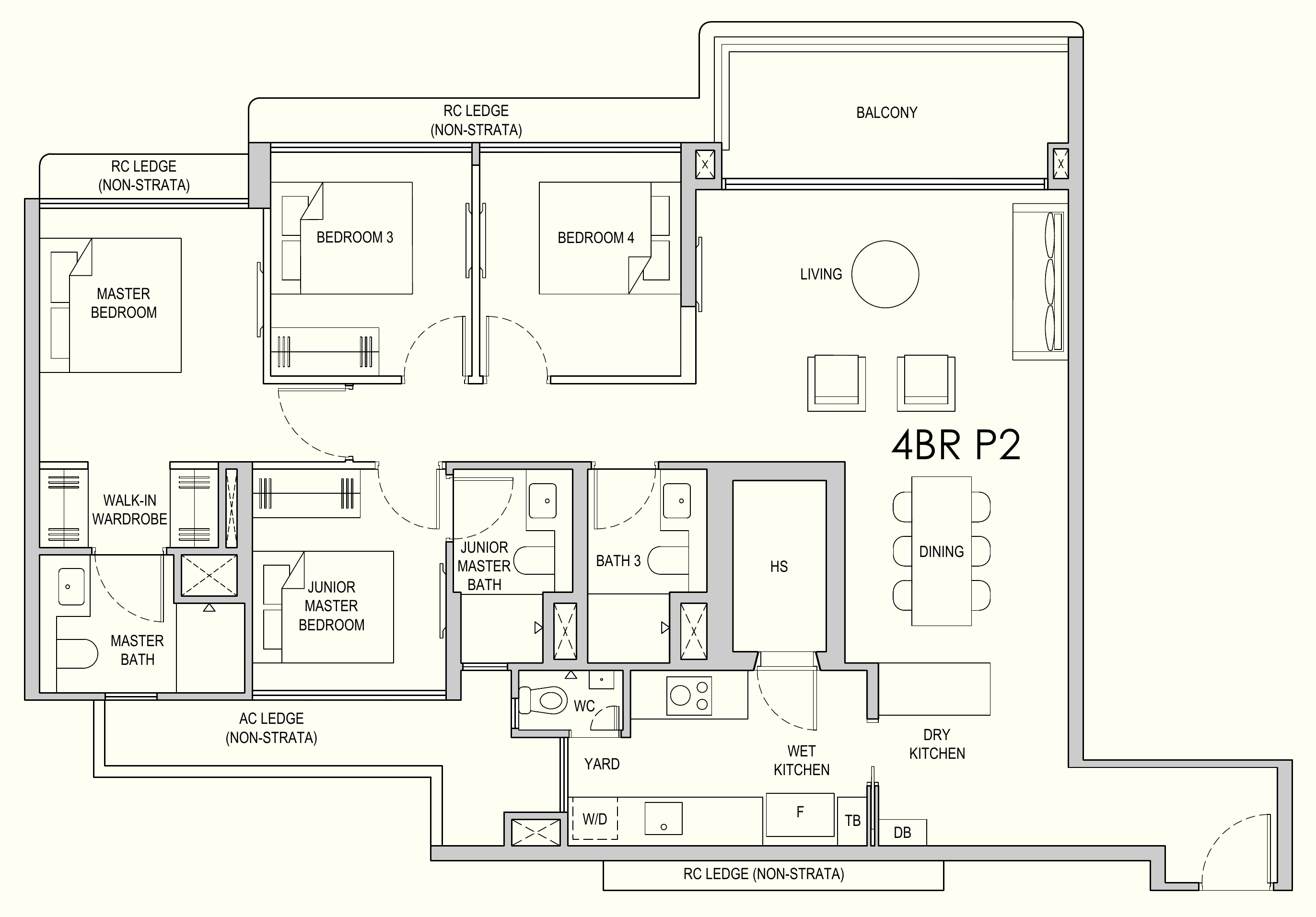 Lentor Gardens Residences 4BR P2 floor plan, 4 bedrooms