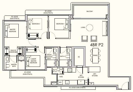Lentor Gardens Residences 4BR P2 floor plan
