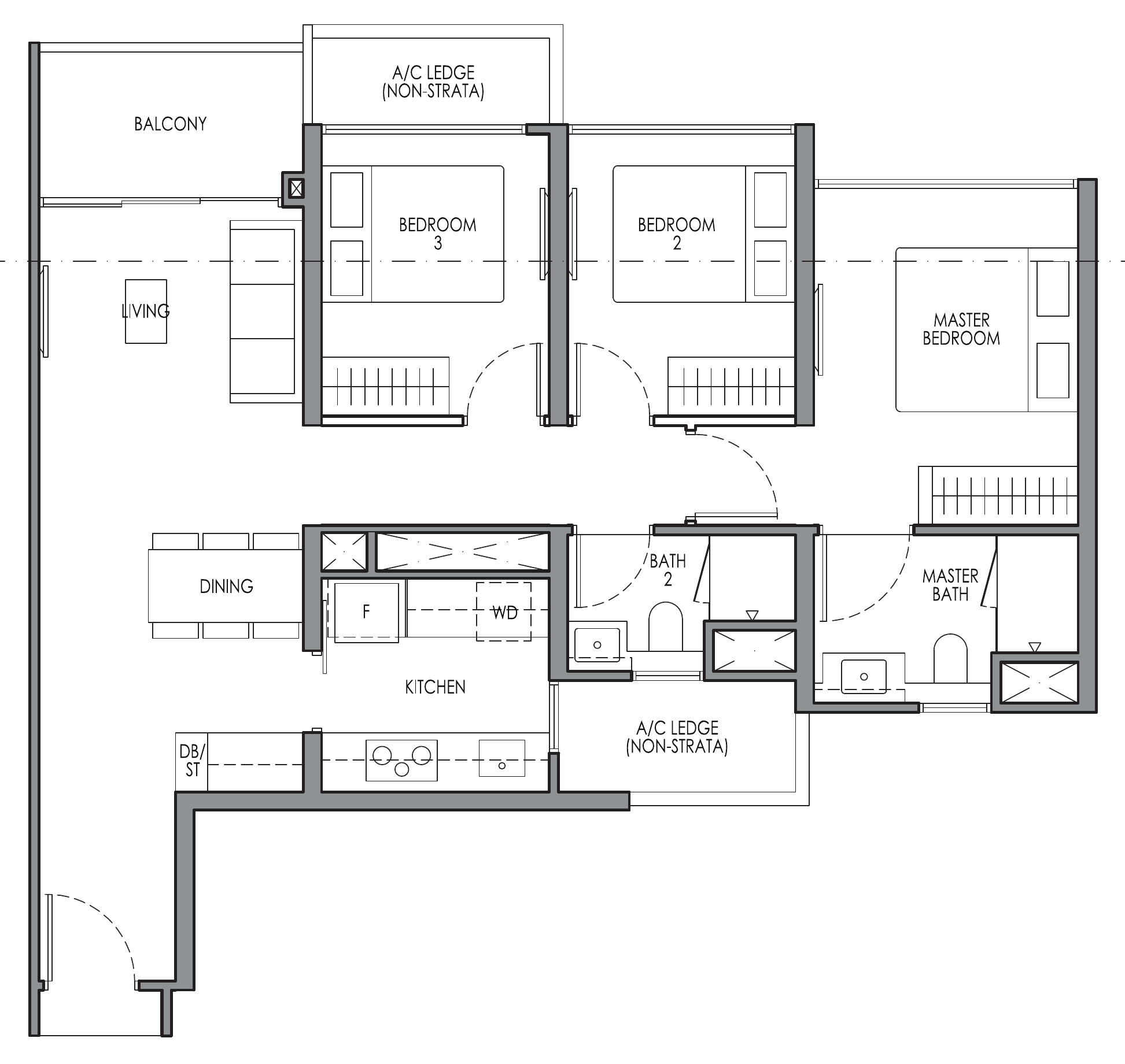 Lucerne Grand C1 floor plan, 3 bedrooms