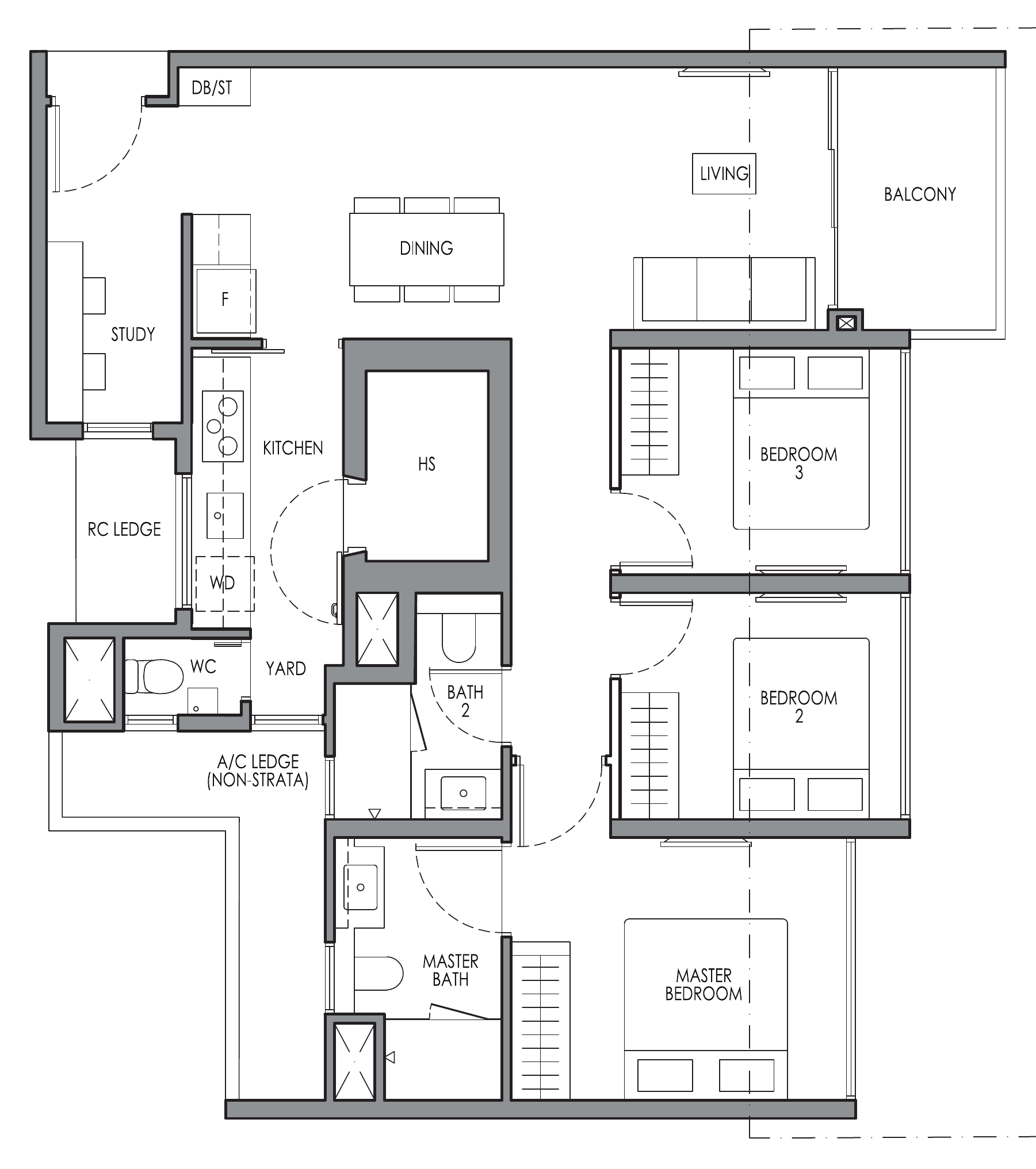 Lucerne Grand CP3S floor plan, 3 bedrooms + study