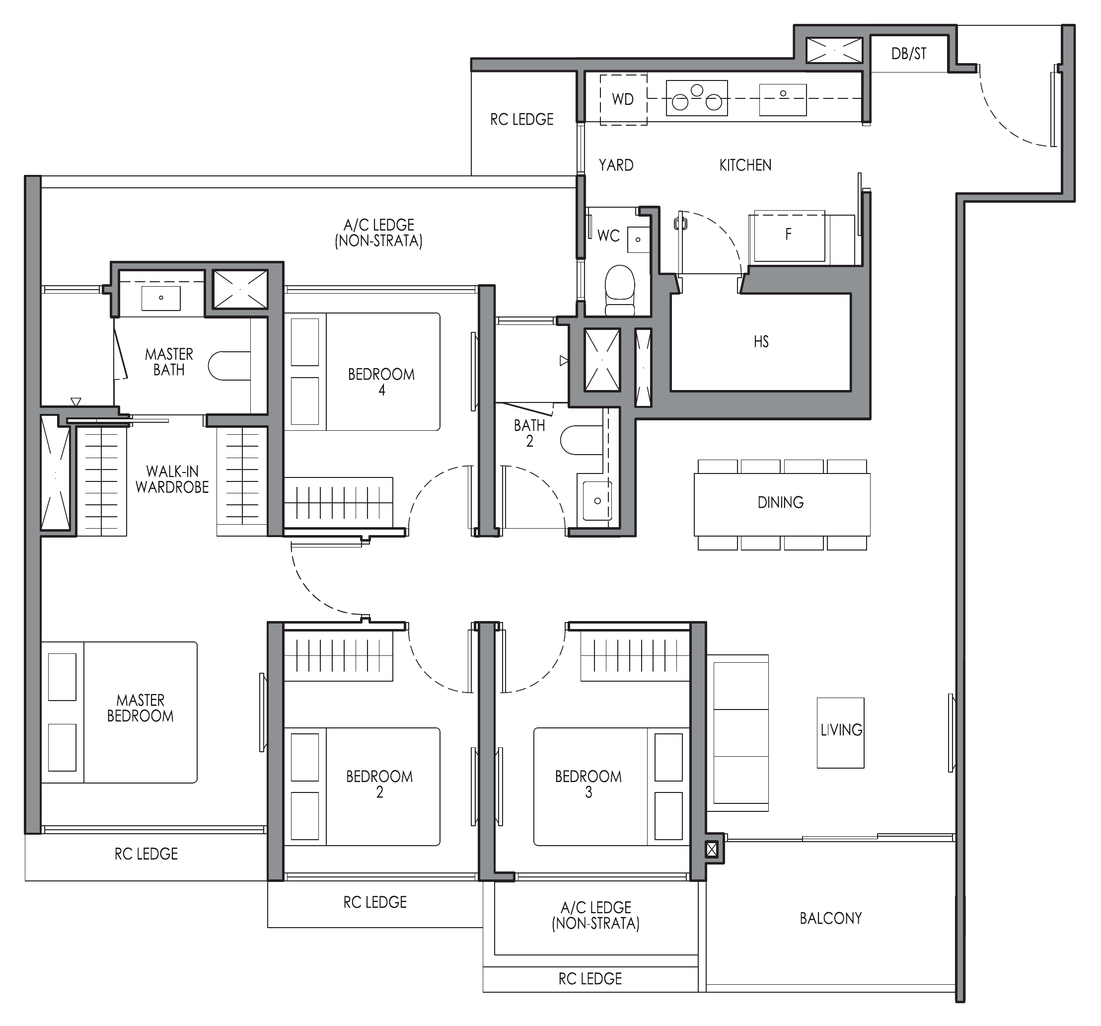 Lucerne Grand DP1 floor plan, 4 bedrooms