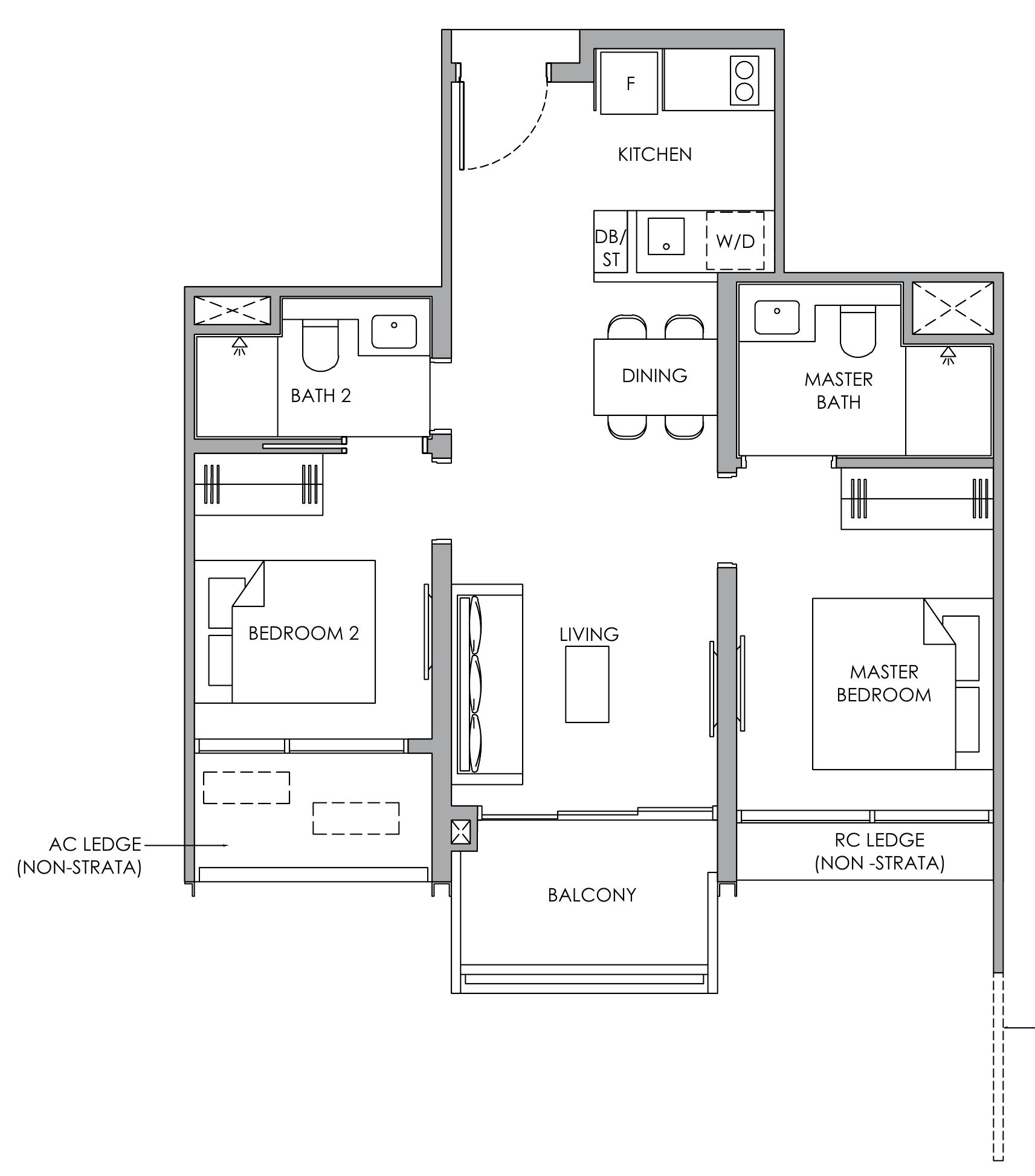 Narra Residences B2P floor plan, 2 bedrooms