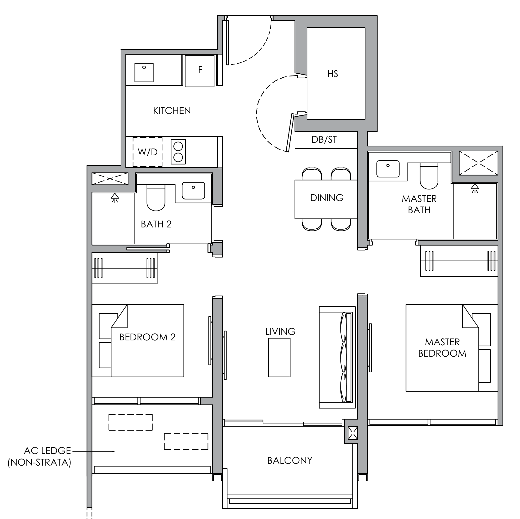 Narra Residences B3H floor plan, 2 bedrooms