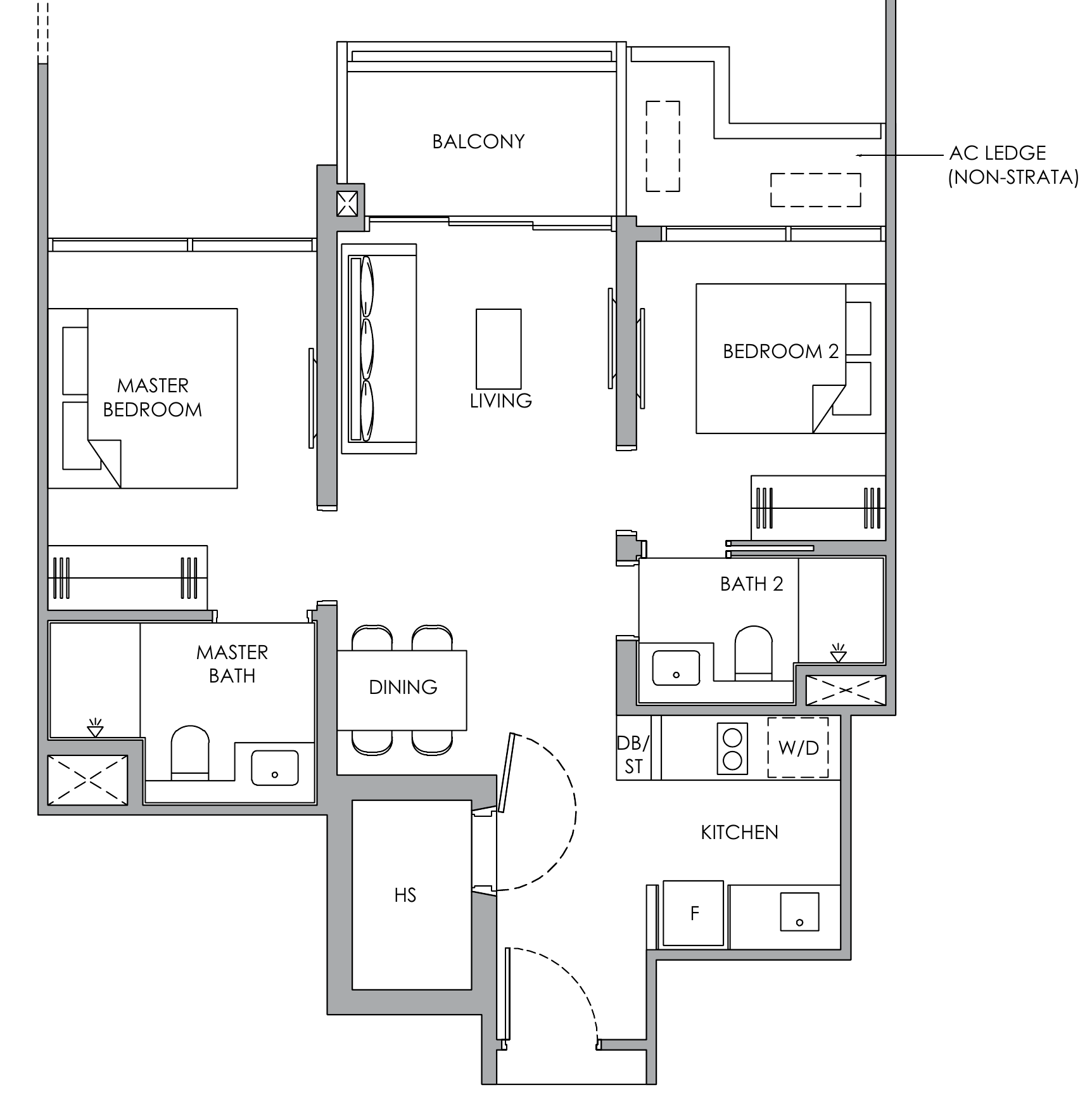 Narra Residences B4H floor plan, 2 bedrooms