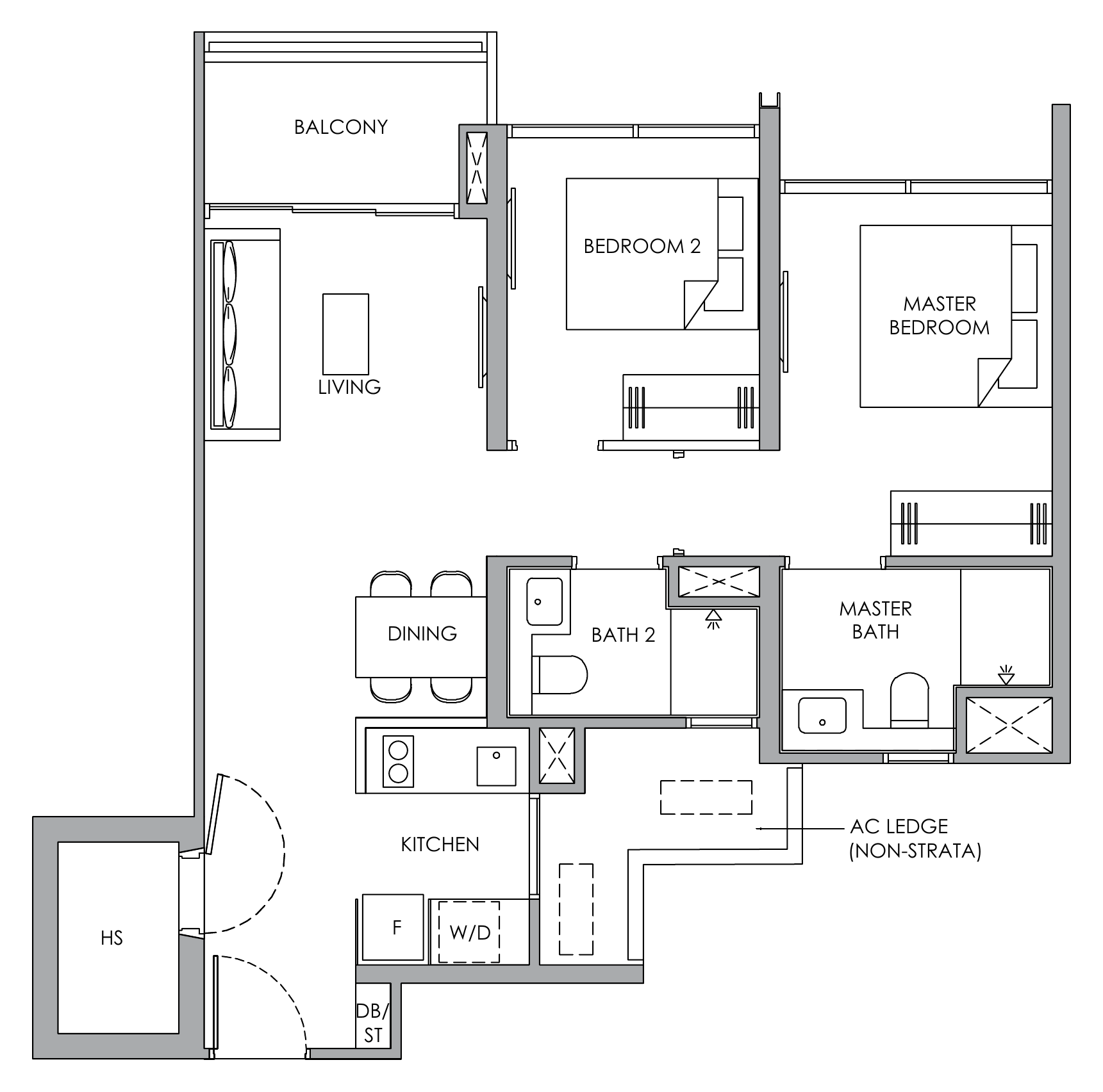 Narra Residences B6H floor plan, 2 bedrooms