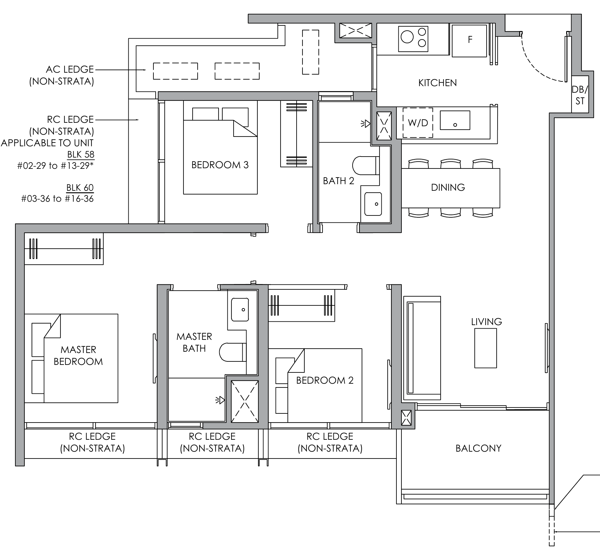 Narra Residences C1 floor plan, 3 bedrooms