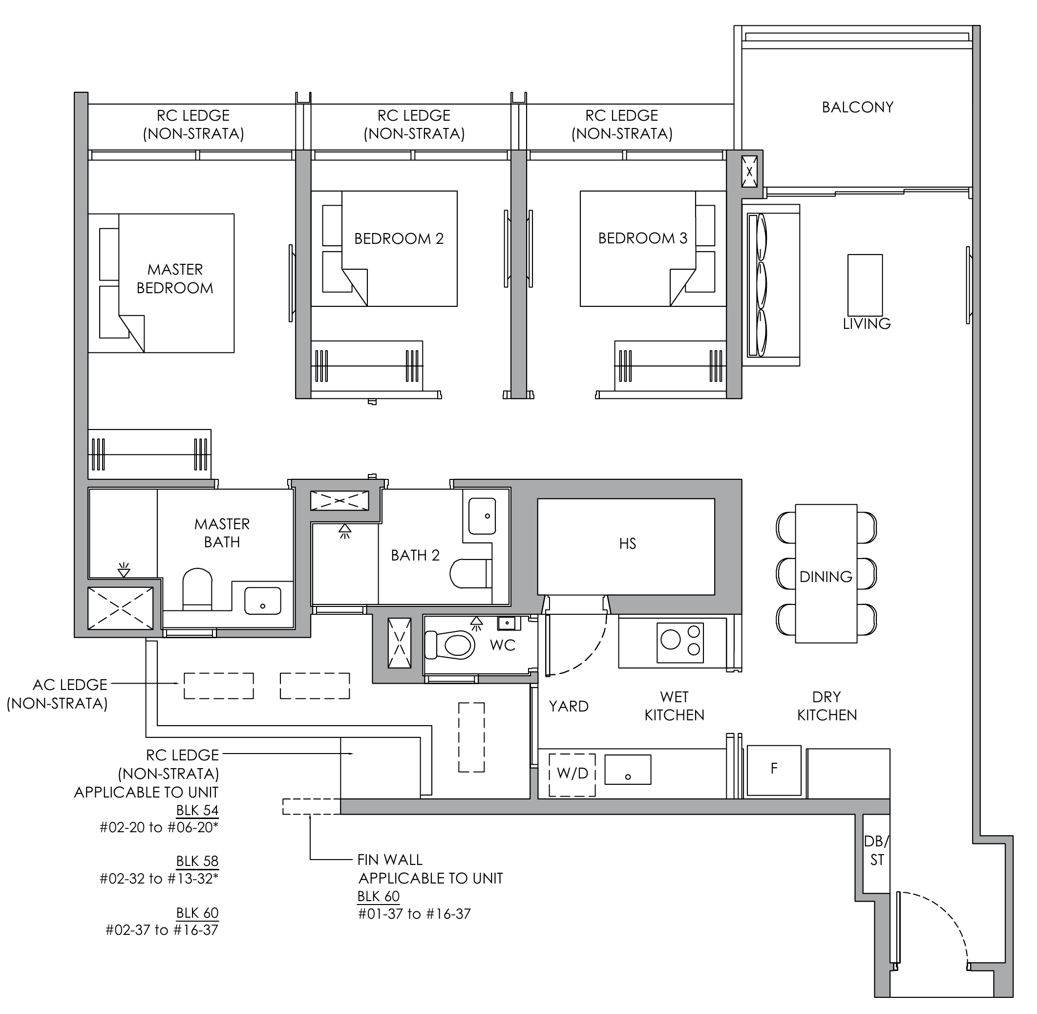 Narra Residences C5P floor plan, 3 bedrooms
