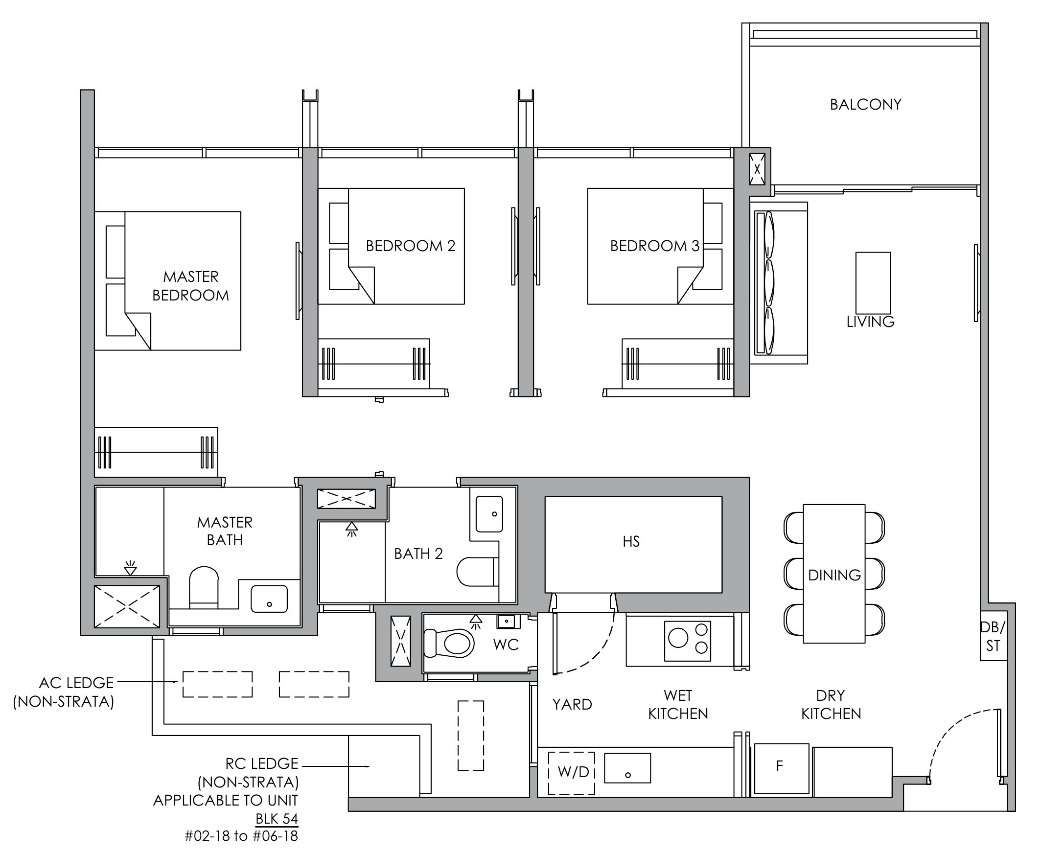 Narra Residences C6P floor plan, 3 bedrooms
