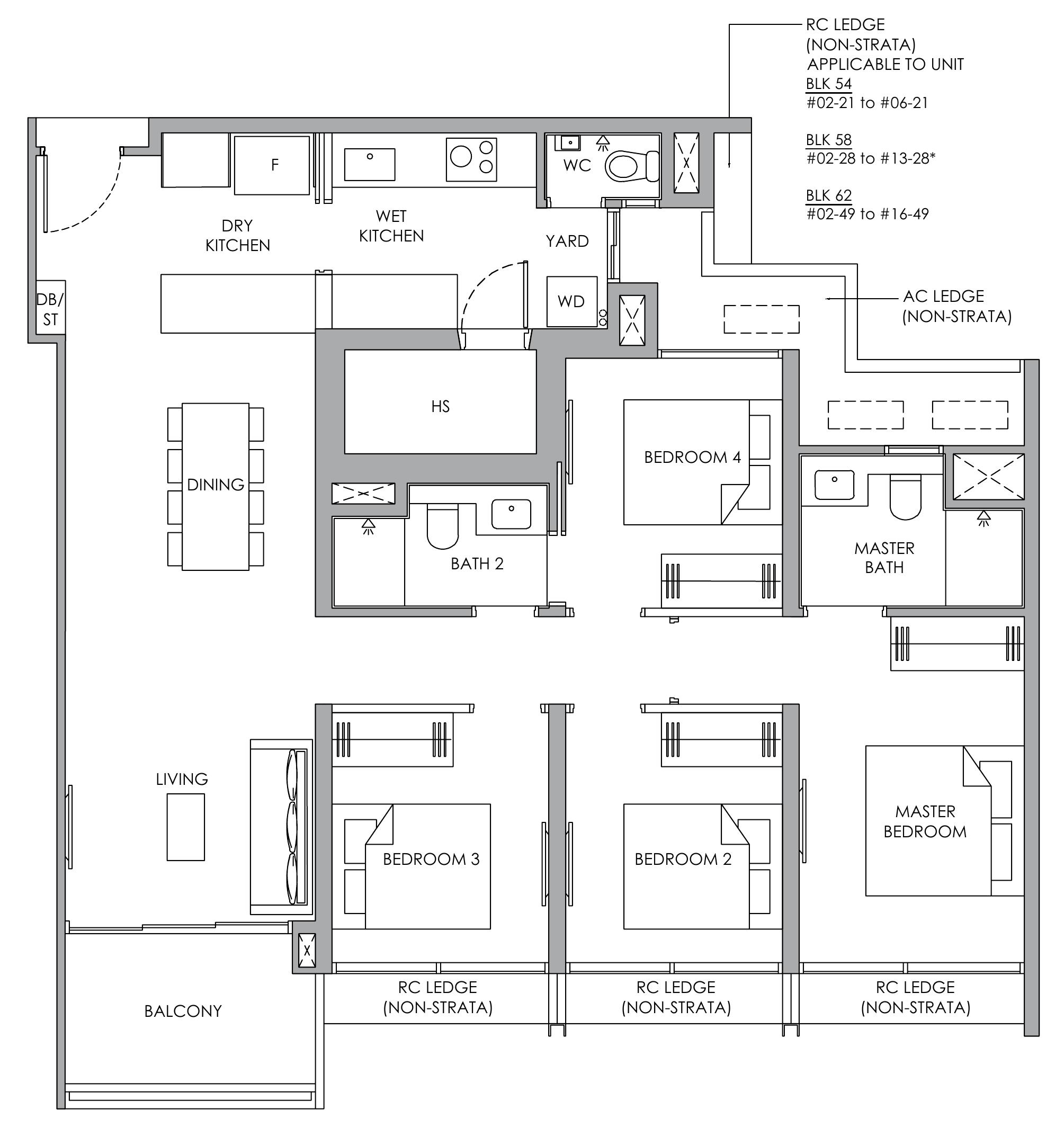 Narra Residences D1 floor plan, 4 bedrooms