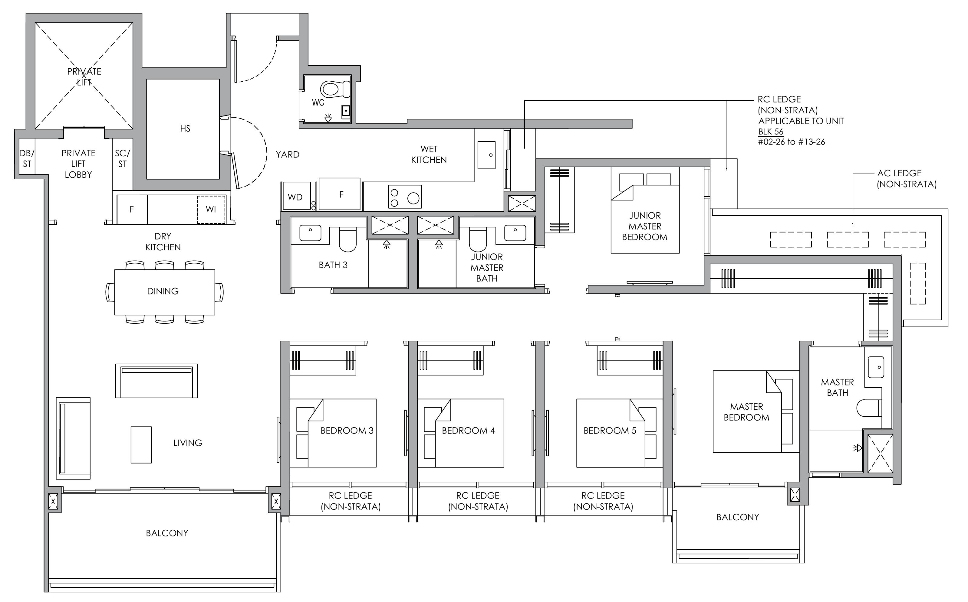 Narra Residences E1 floor plan, 5 bedrooms