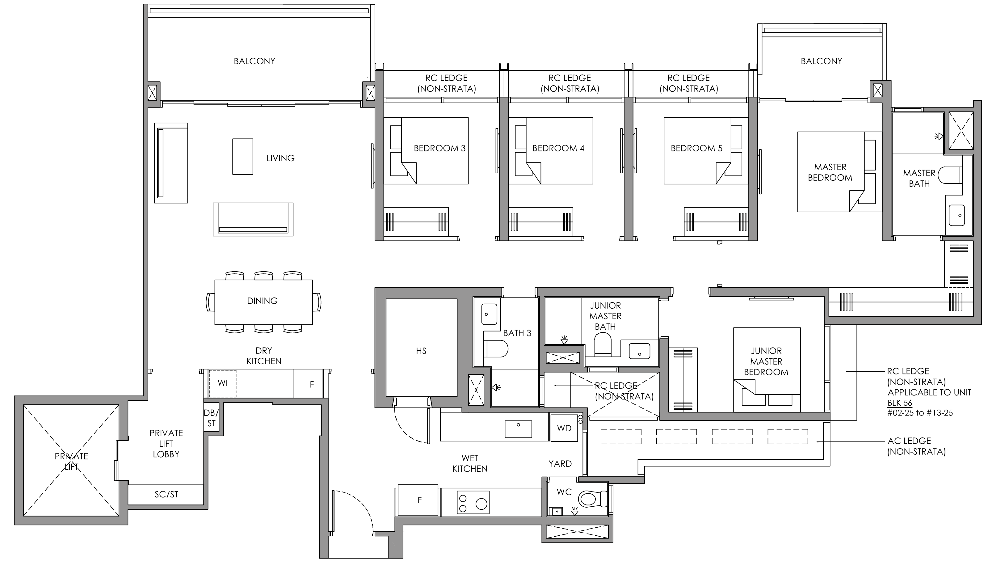 Narra Residences E2 floor plan, 5 bedrooms