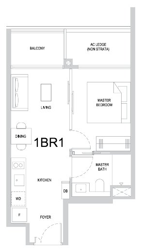 One Marina Gardens 1BR1 floor plan