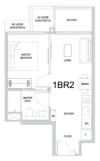 One Marina Gardens 1BR2 floor plan