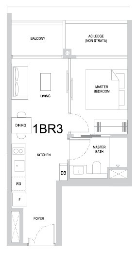 One Marina Gardens 1BR3 floor plan