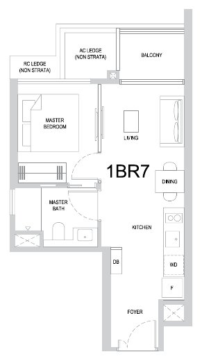 One Marina Gardens 1BR7 floor plan