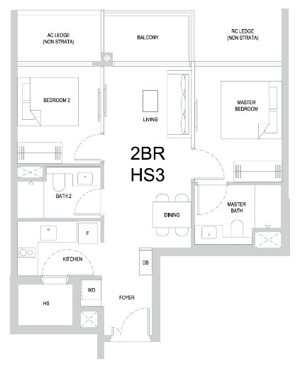 One Marina Gardens 2BR HS3 floor plan