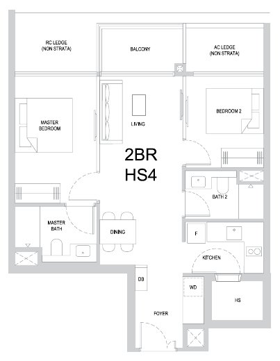 One Marina Gardens 2BR HS4 floor plan