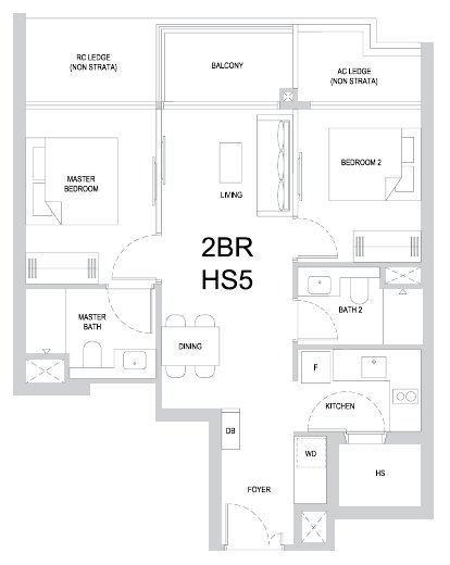 One Marina Gardens 2BR HS5 floor plan