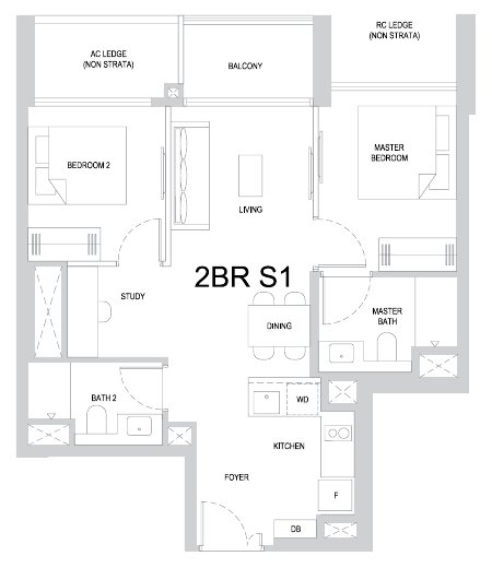 One Marina Gardens 2BR S1 floor plan