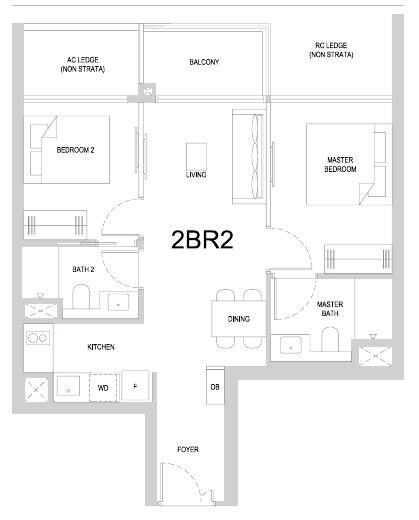 One Marina Gardens 2BR2 floor plan