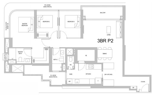 One Marina Gardens 3BR P2 floor plan