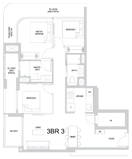 One Marina Gardens 3BR3 floor plan